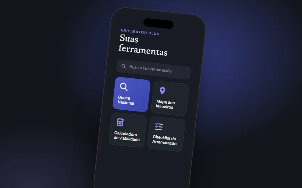 Celular mostrando as ferramentas do Arremator